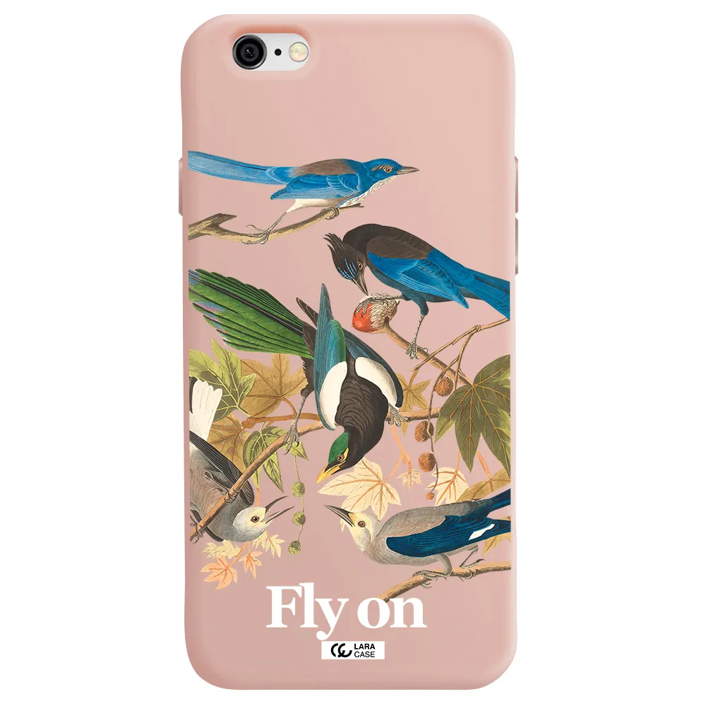 a group of birds on a branch Apple iPhone 6 Silicone pastel pink Case