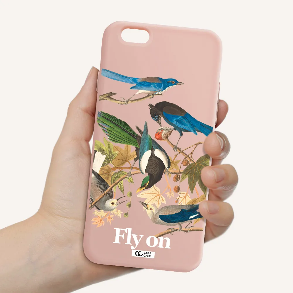 a group of birds on a branch Apple iPhone 6 Silicone pastel pink Case