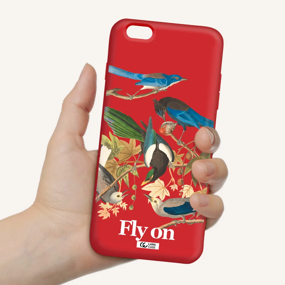a group of birds on a branch Apple iPhone 6S Silicone Imperial Red Case