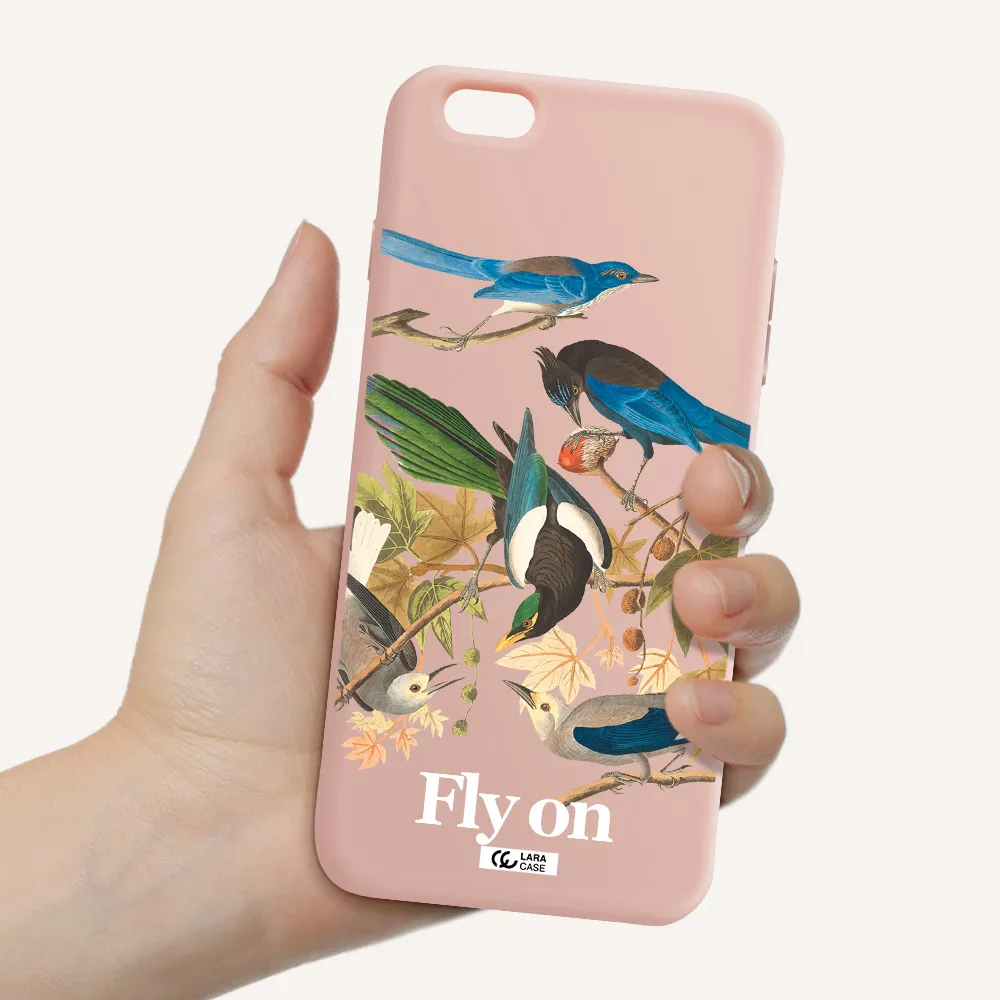 a group of birds on a branch Apple iPhone 6S Silicone pastel pink Case