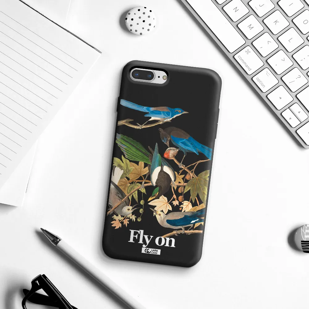 a group of birds on a branch Apple iPhone 7 plus Silicone black Case