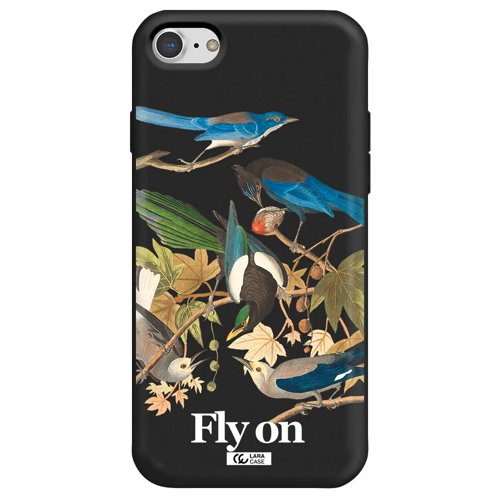 a group of birds on a branch Apple iPhone 7 Silicone black Case