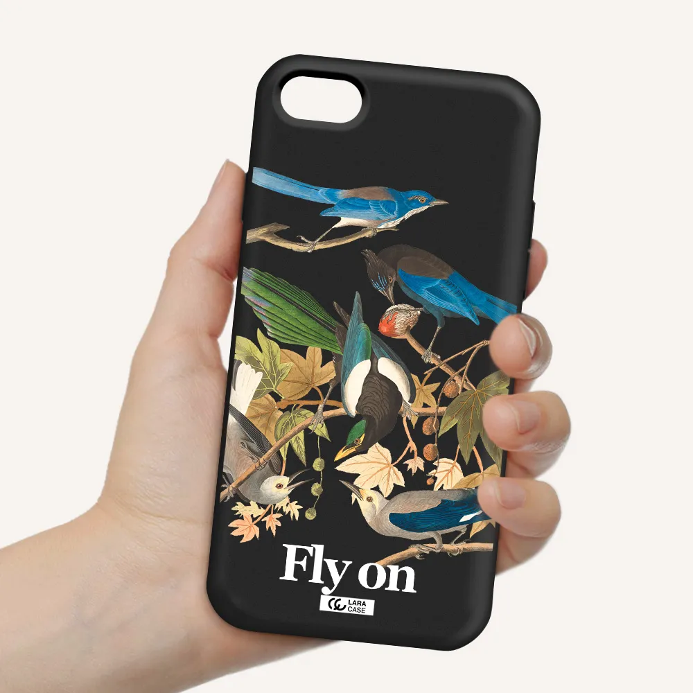 a group of birds on a branch Apple iPhone 7 Silicone black Case