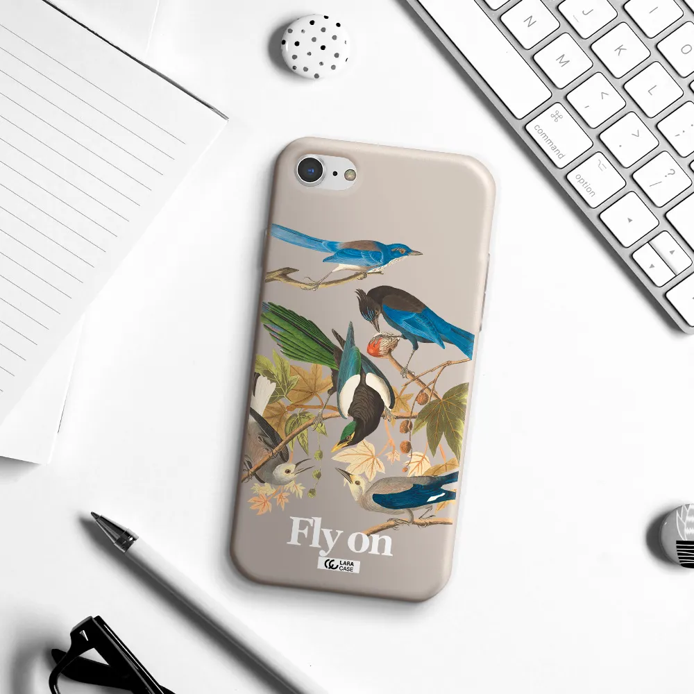 a group of birds on a branch Apple iPhone 7 Silicone Stone Case