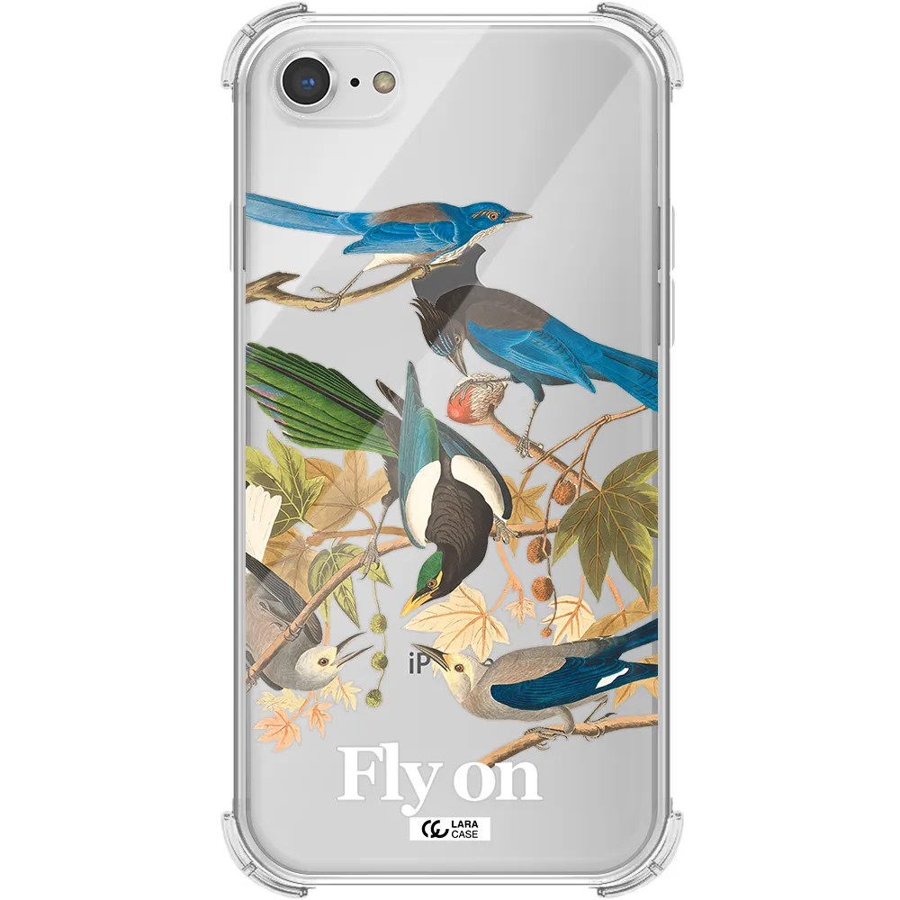 a group of birds on a branch Apple iPhone 8 Clear PC Case