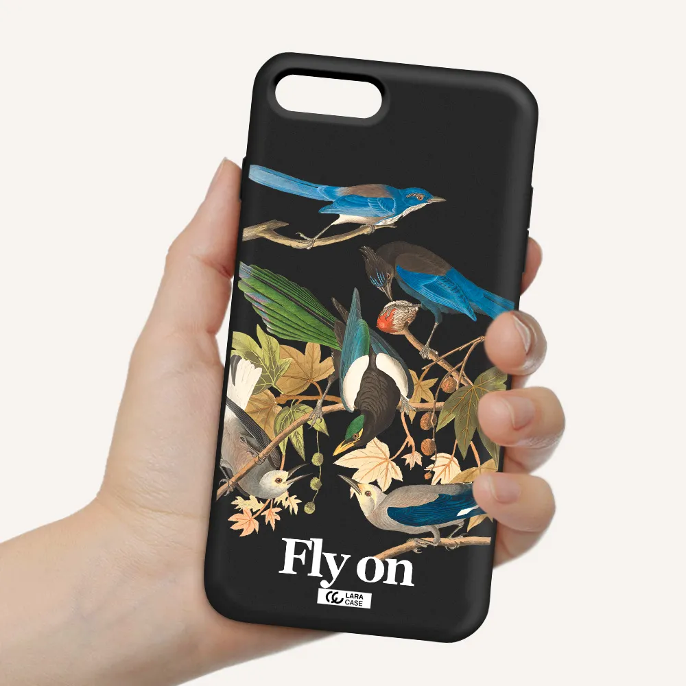 a group of birds on a branch Apple iPhone 8 plus Silicone black Case