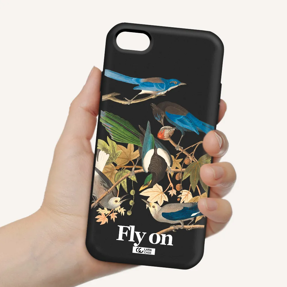 a group of birds on a branch Apple iPhone 8 Silicone black Case