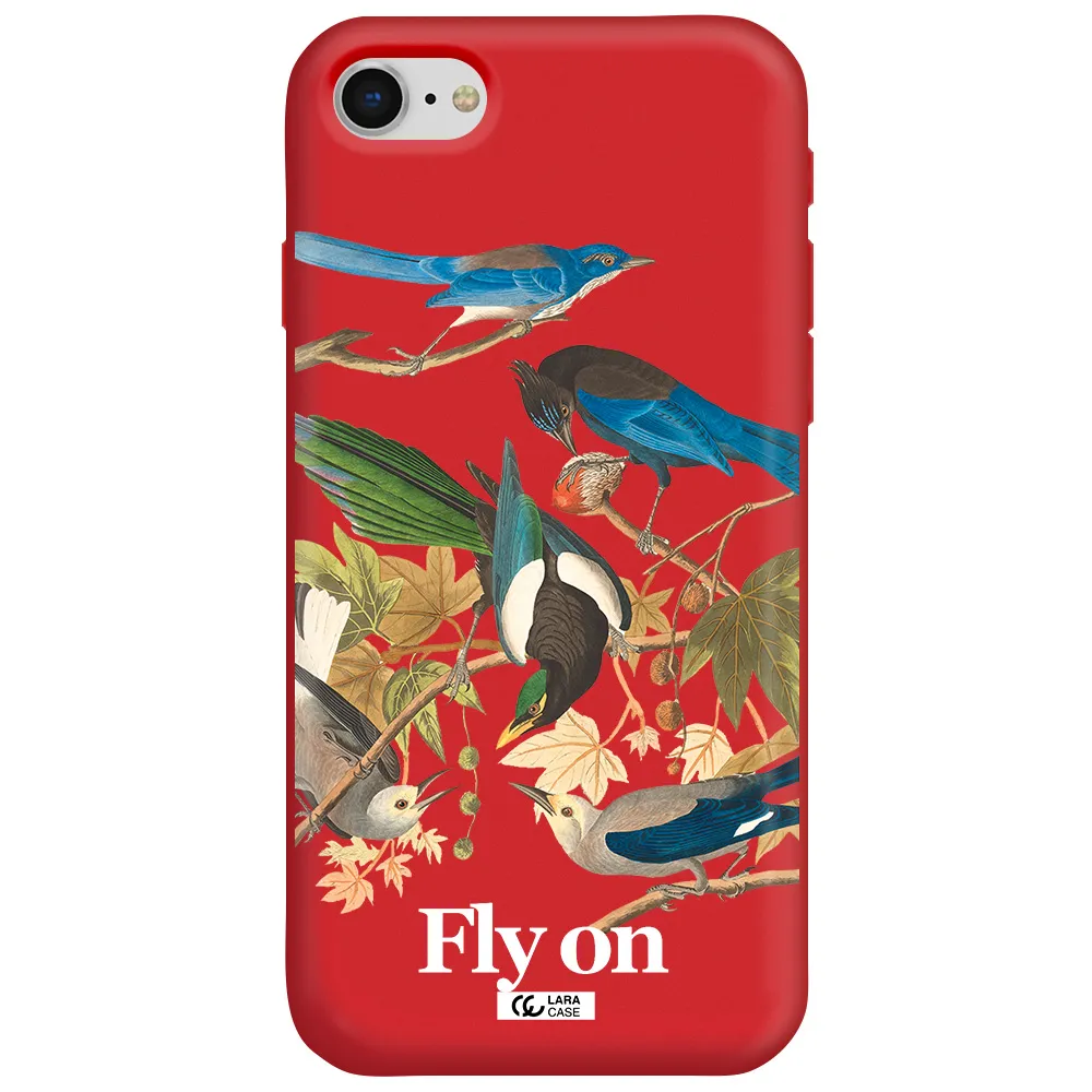 a group of birds on a branch Apple iPhone se 2020 Silicone Imperial Red Case