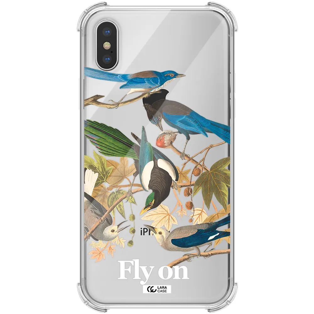a group of birds on a branch Apple iPhone X Clear PC Case