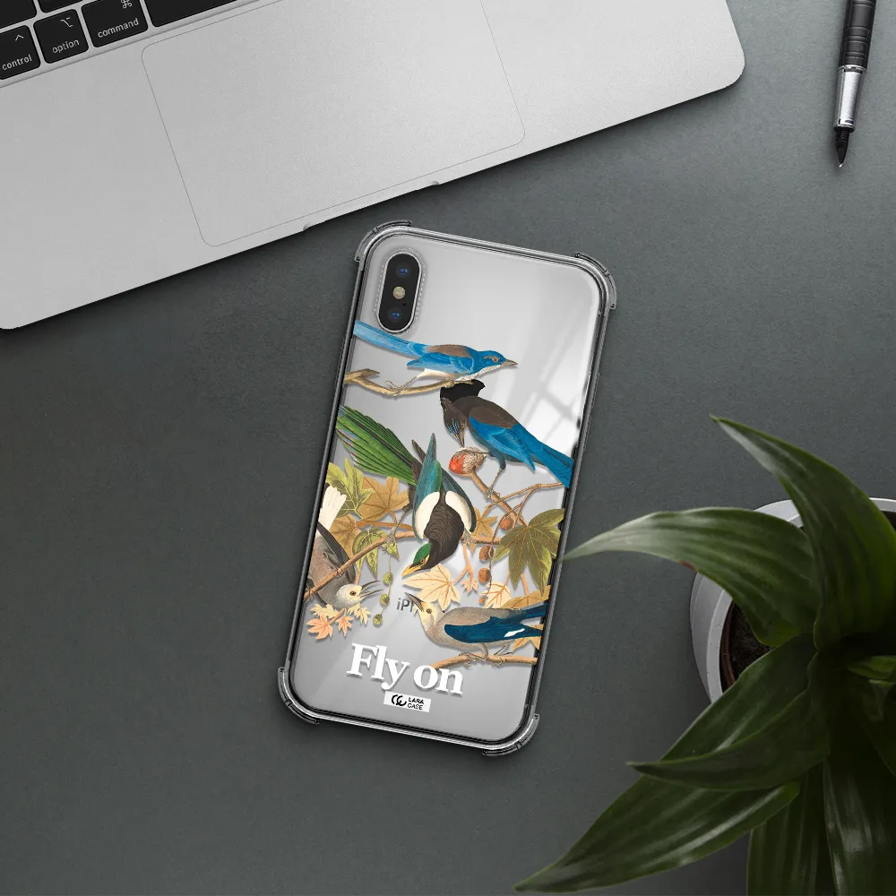 a group of birds on a branch Apple iPhone X Clear PC Case