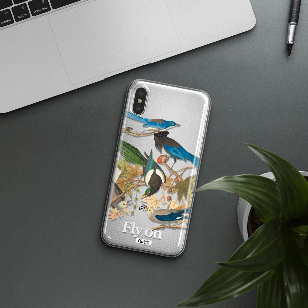 a group of birds on a branch Apple iPhone X Clear TPU Case