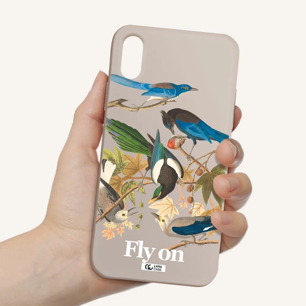 a group of birds on a branch Apple iPhone X Silicone Stone Case