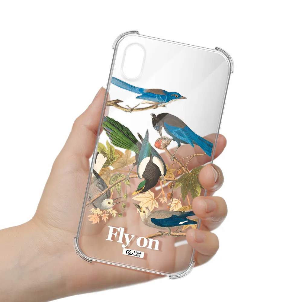 a group of birds on a branch Apple iPhone XR Clear PC Case