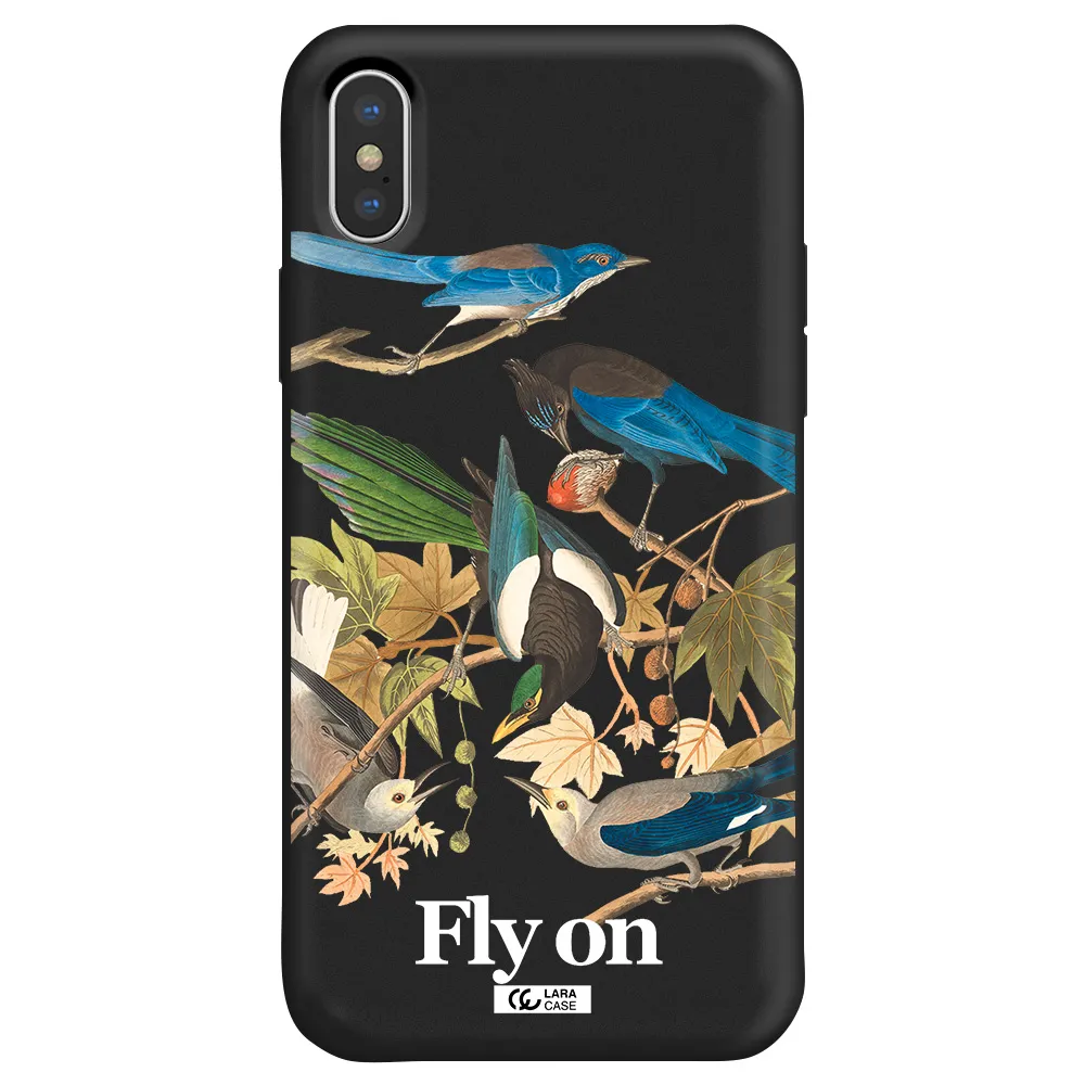 a group of birds on a branch Apple iPhone XS Silicone black Case