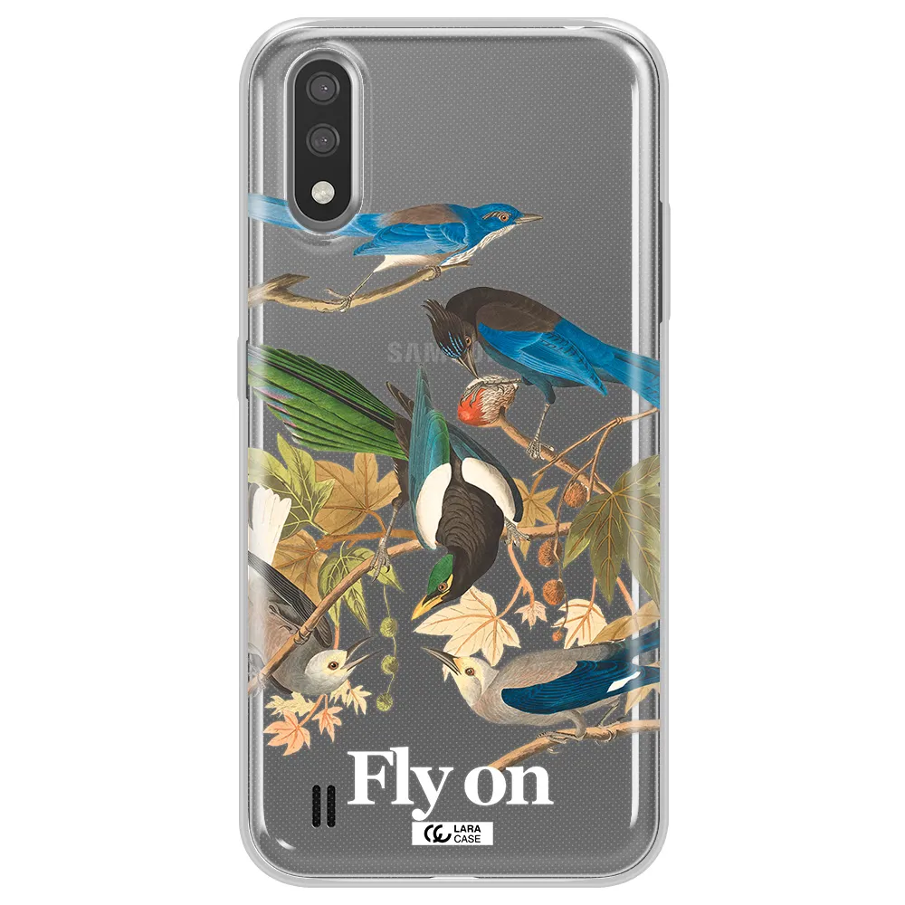 a group of birds on a branch Samsung A01 Clear TPU Case