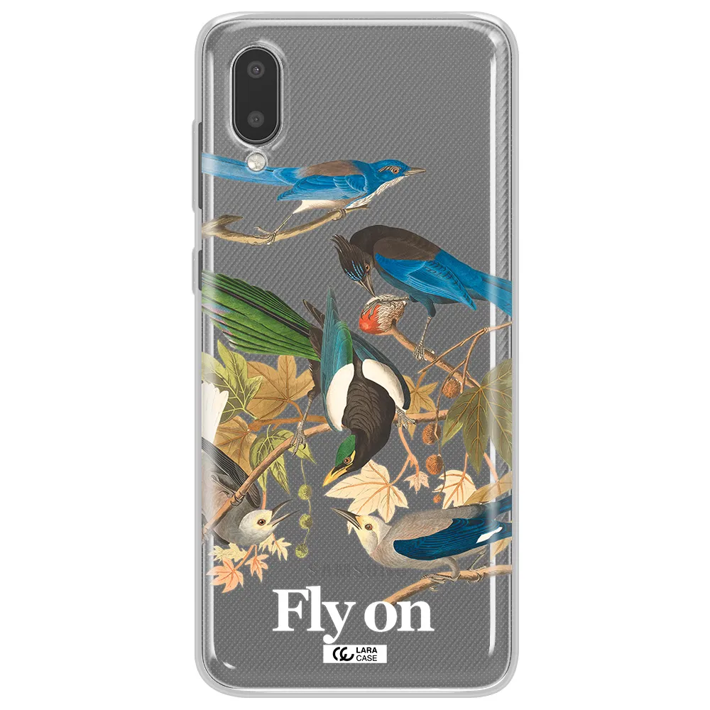 a group of birds on a branch Samsung A02 Clear TPU Case