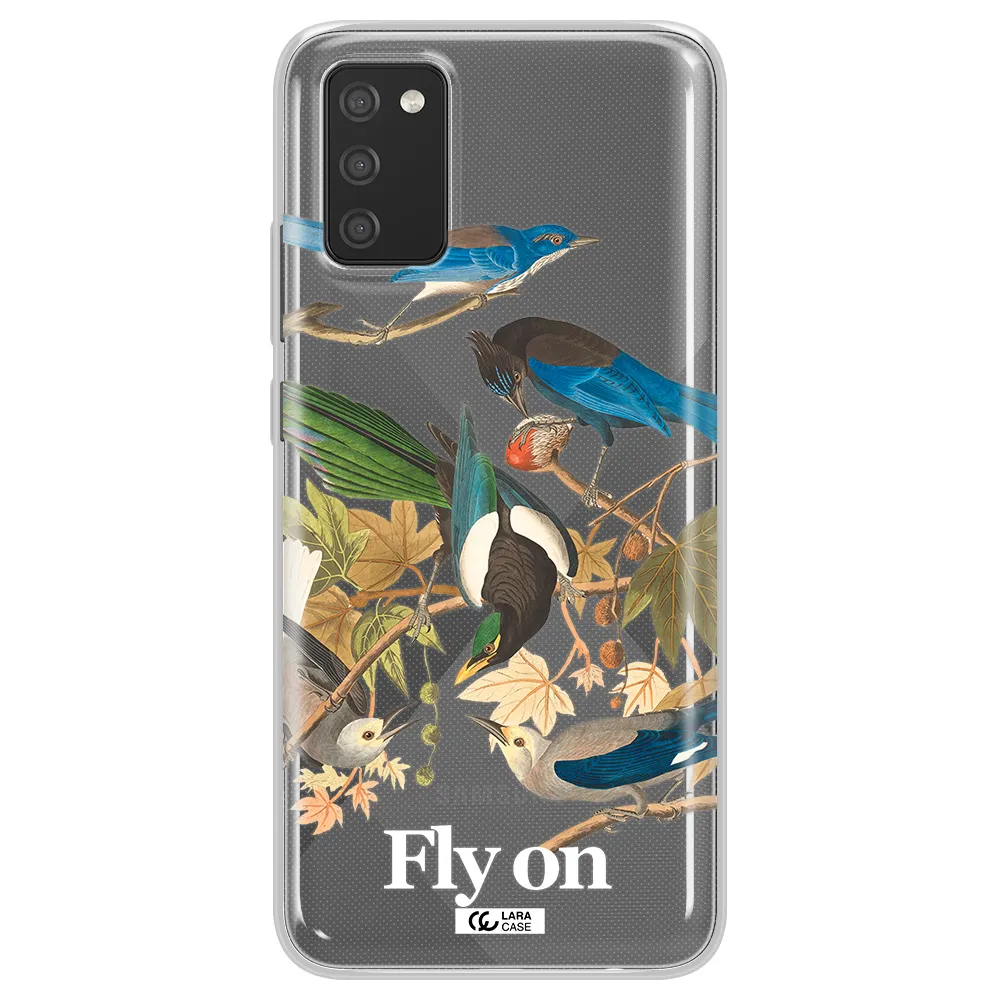 a group of birds on a branch Samsung A02S Clear TPU Case