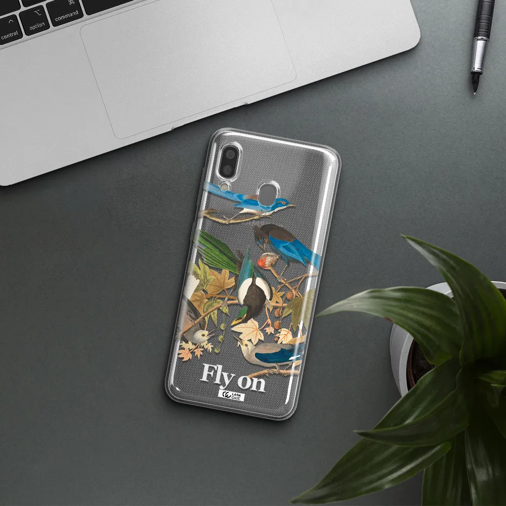 a group of birds on a branch Samsung A20 Clear TPU Case