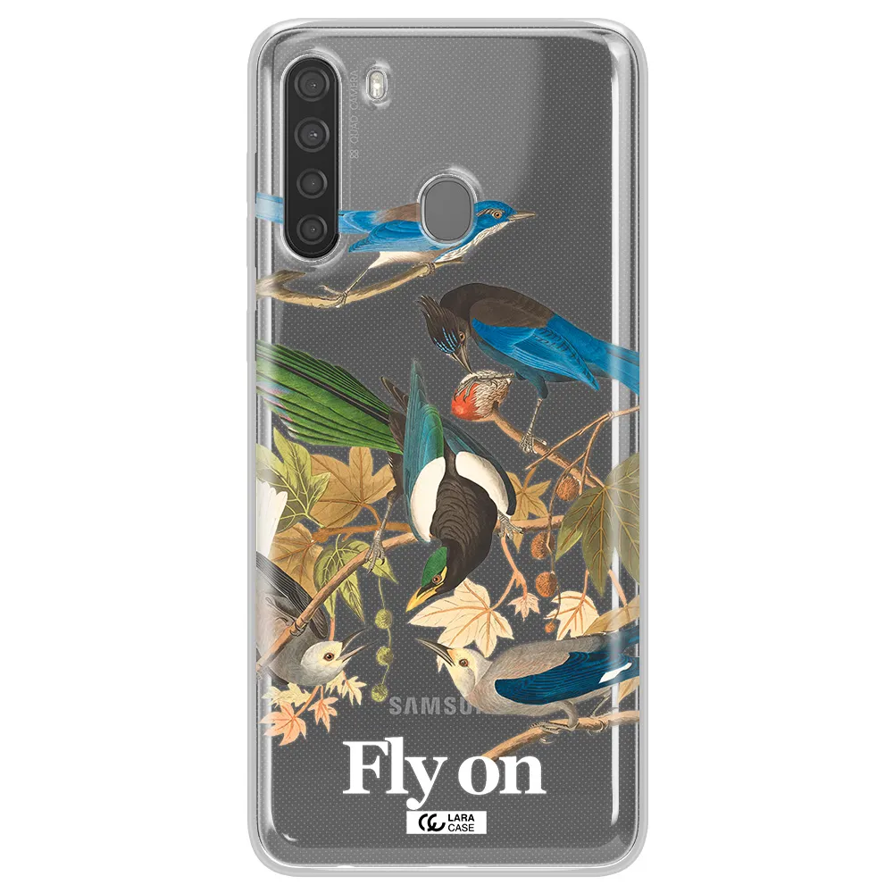 a group of birds on a branch Samsung A21 Clear TPU Case