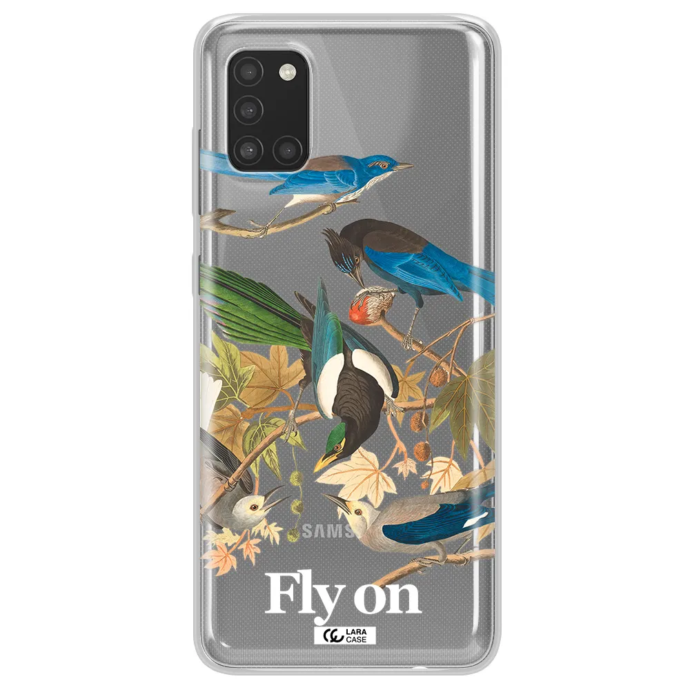 a group of birds on a branch Samsung A31 Clear TPU Case