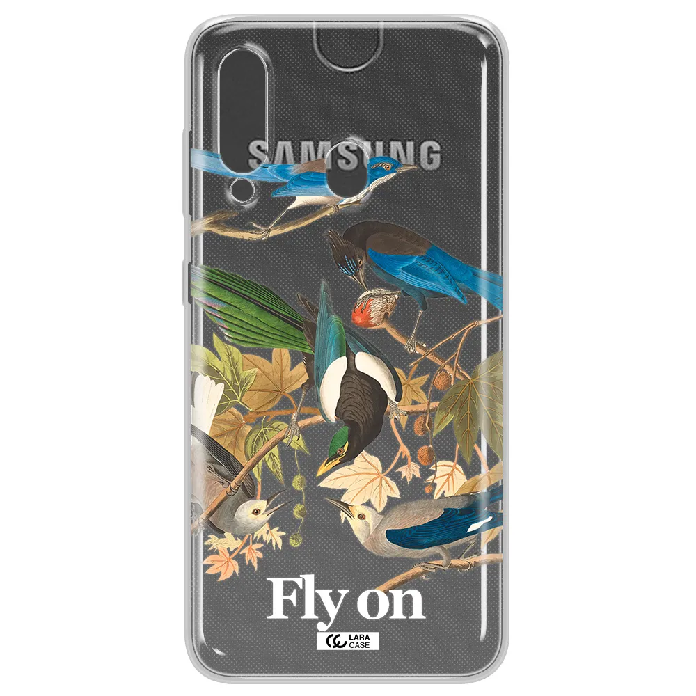 a group of birds on a branch Samsung A60 Clear TPU Case