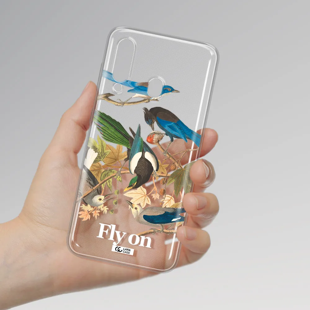 a group of birds on a branch Samsung A60 Clear TPU Case