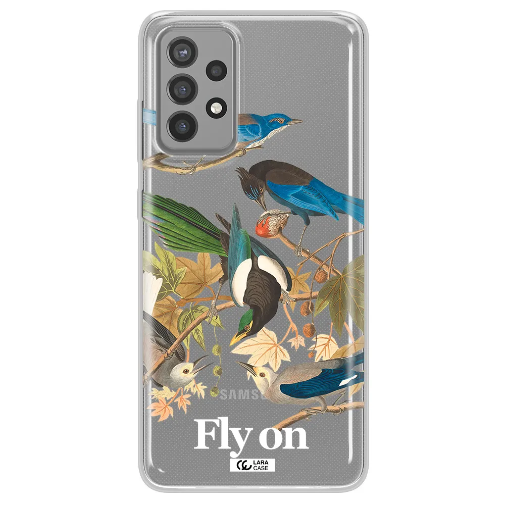 a group of birds on a branch Samsung A72 Clear TPU Case