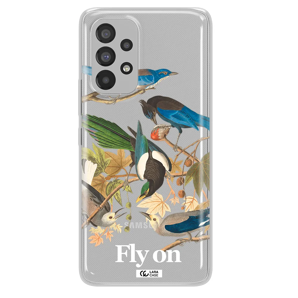 a group of birds on a branch Samsung A73 Clear TPU Case
