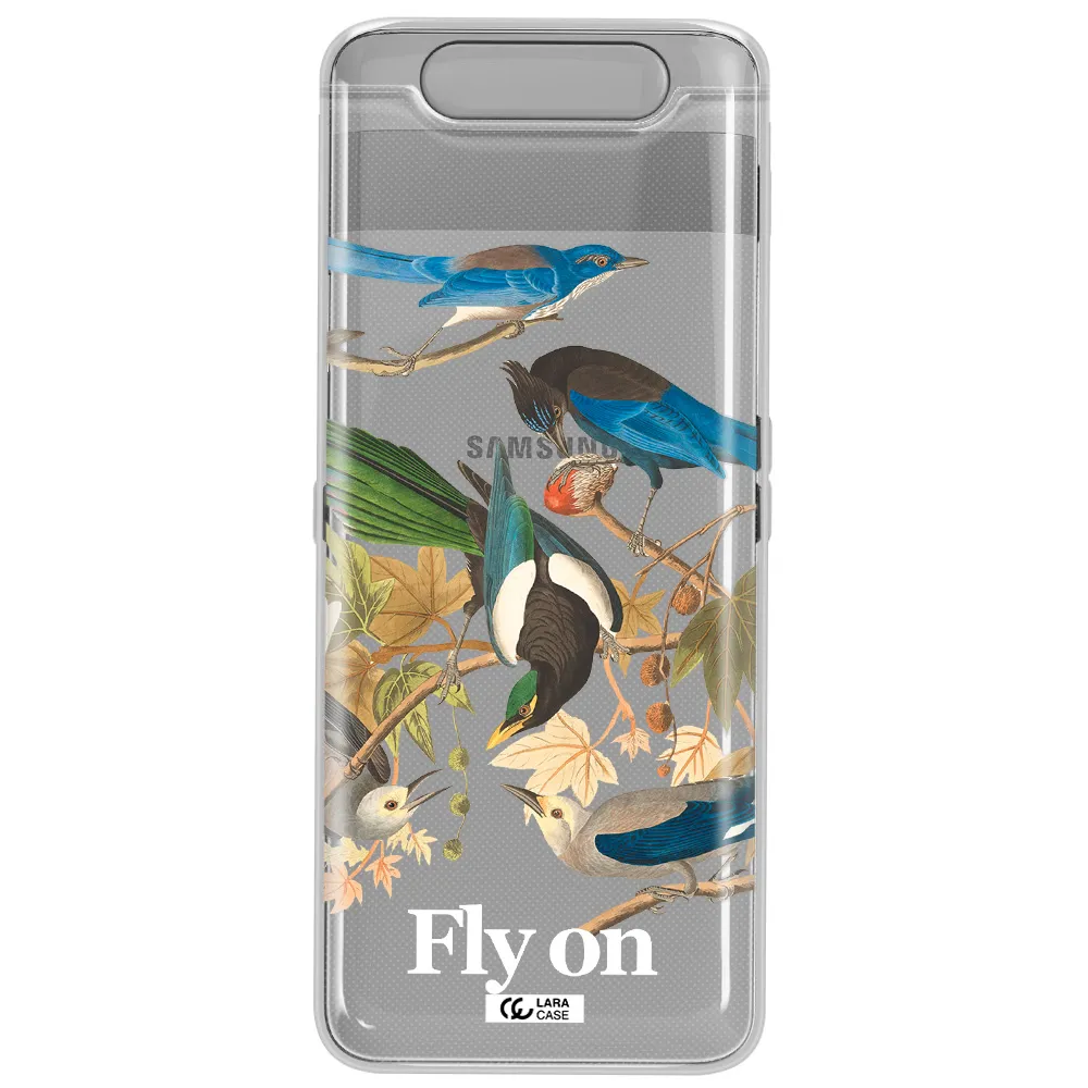 a group of birds on a branch Samsung A80 Clear TPU Case