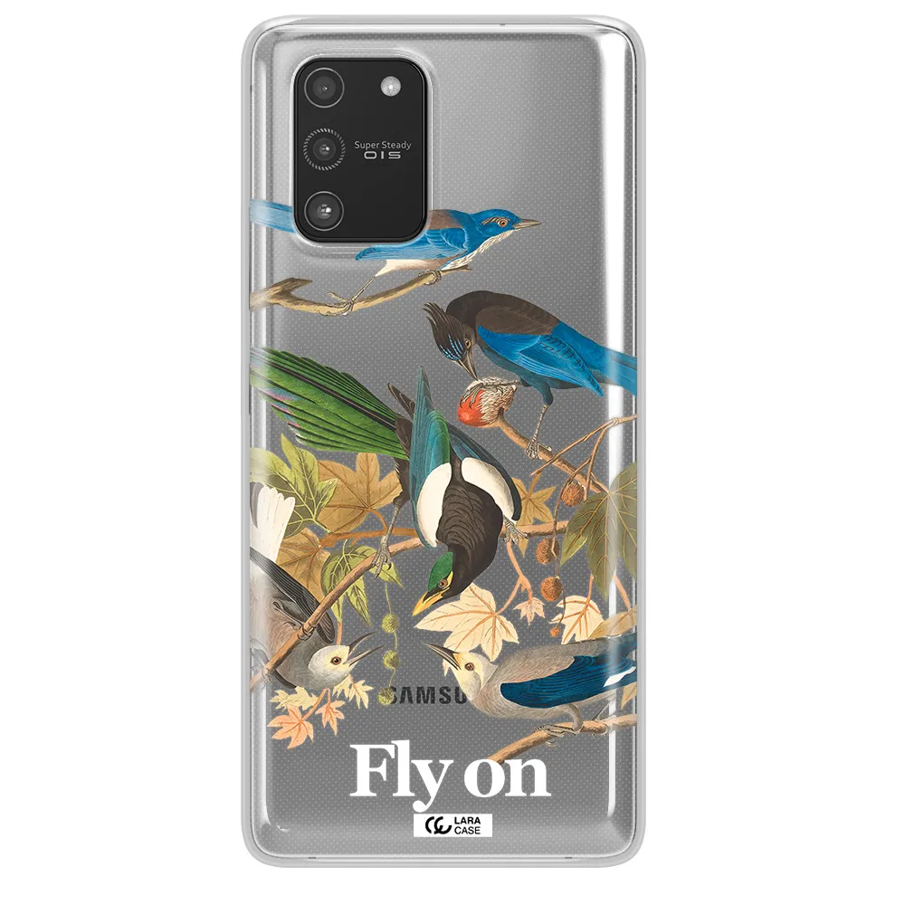a group of birds on a branch Samsung A91 Clear TPU Case