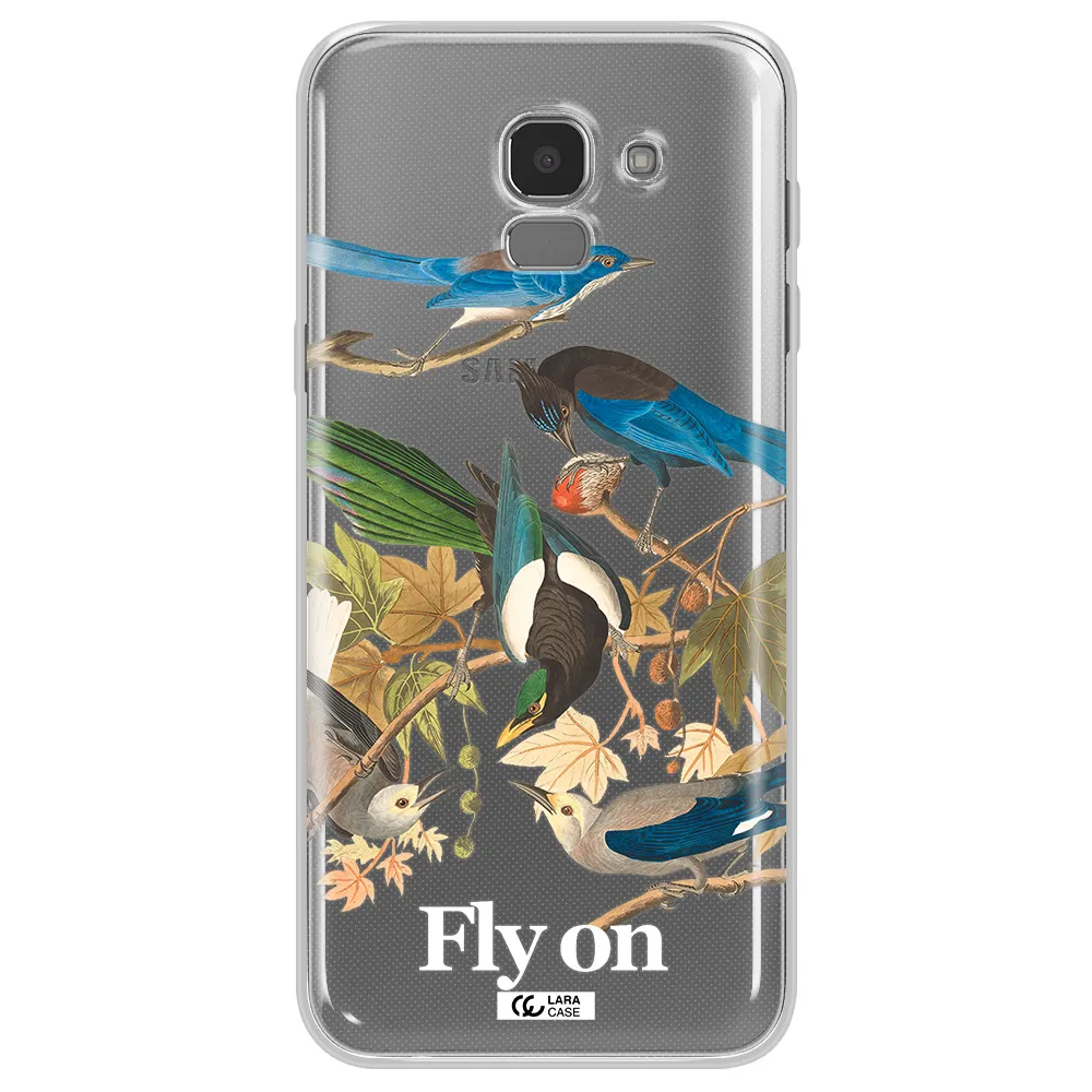 a group of birds on a branch Samsung J6 Clear TPU Case