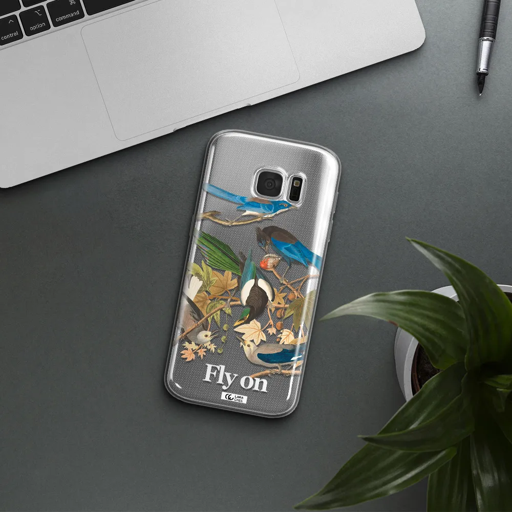 a group of birds on a branch Samsung S 7 Clear TPU Case