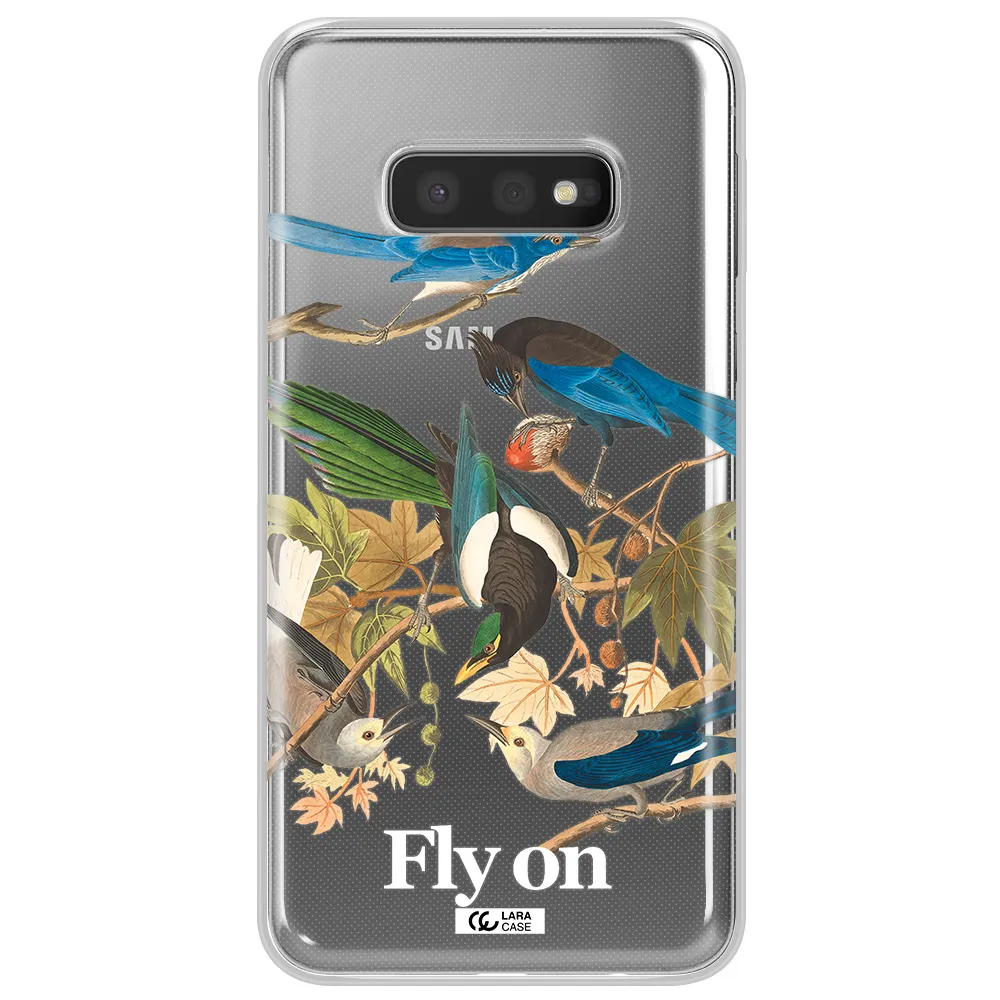 a group of birds on a branch Samsung S10e Clear TPU Case