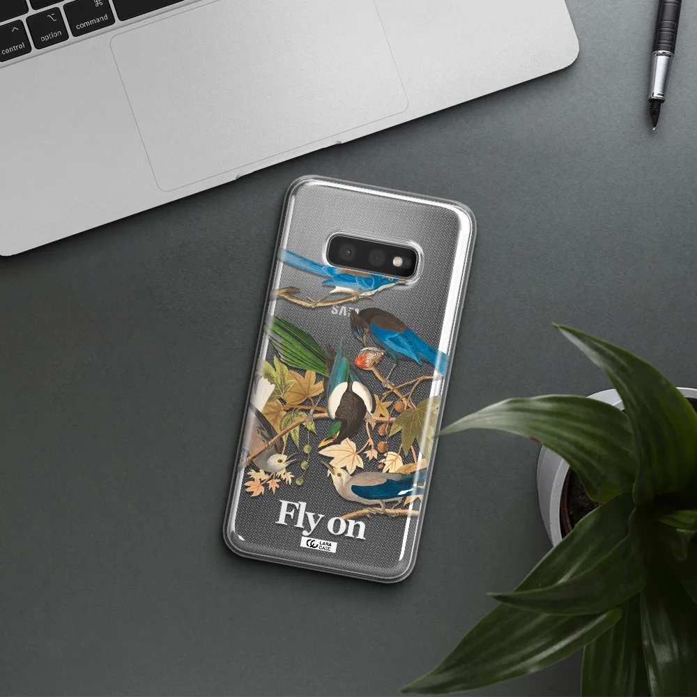 a group of birds on a branch Samsung S10e Clear TPU Case