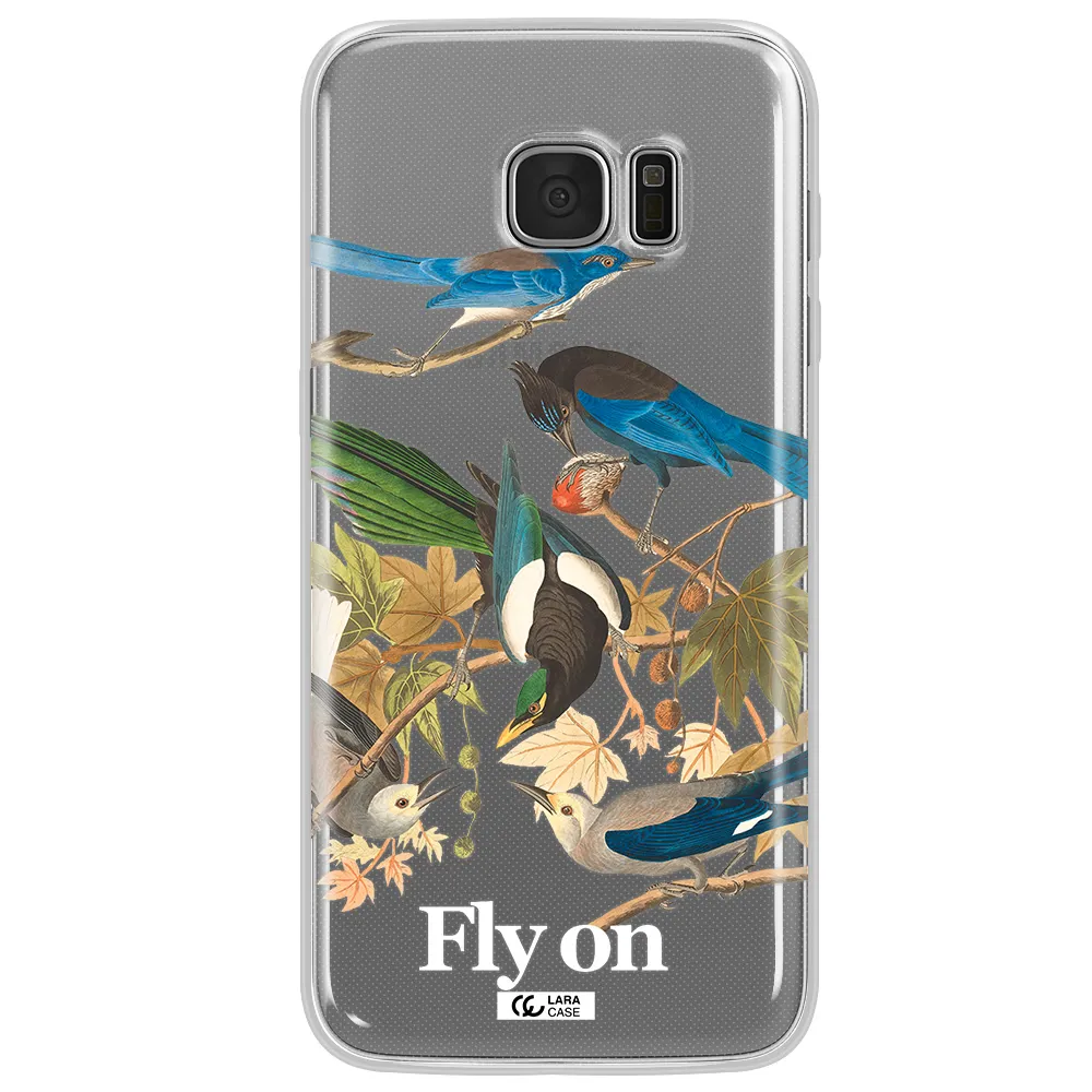 a group of birds on a branch Samsung S7 Edge Clear TPU Case