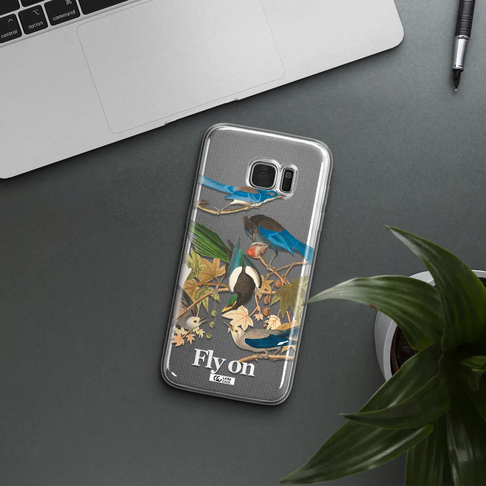 a group of birds on a branch Samsung S7 Edge Clear TPU Case