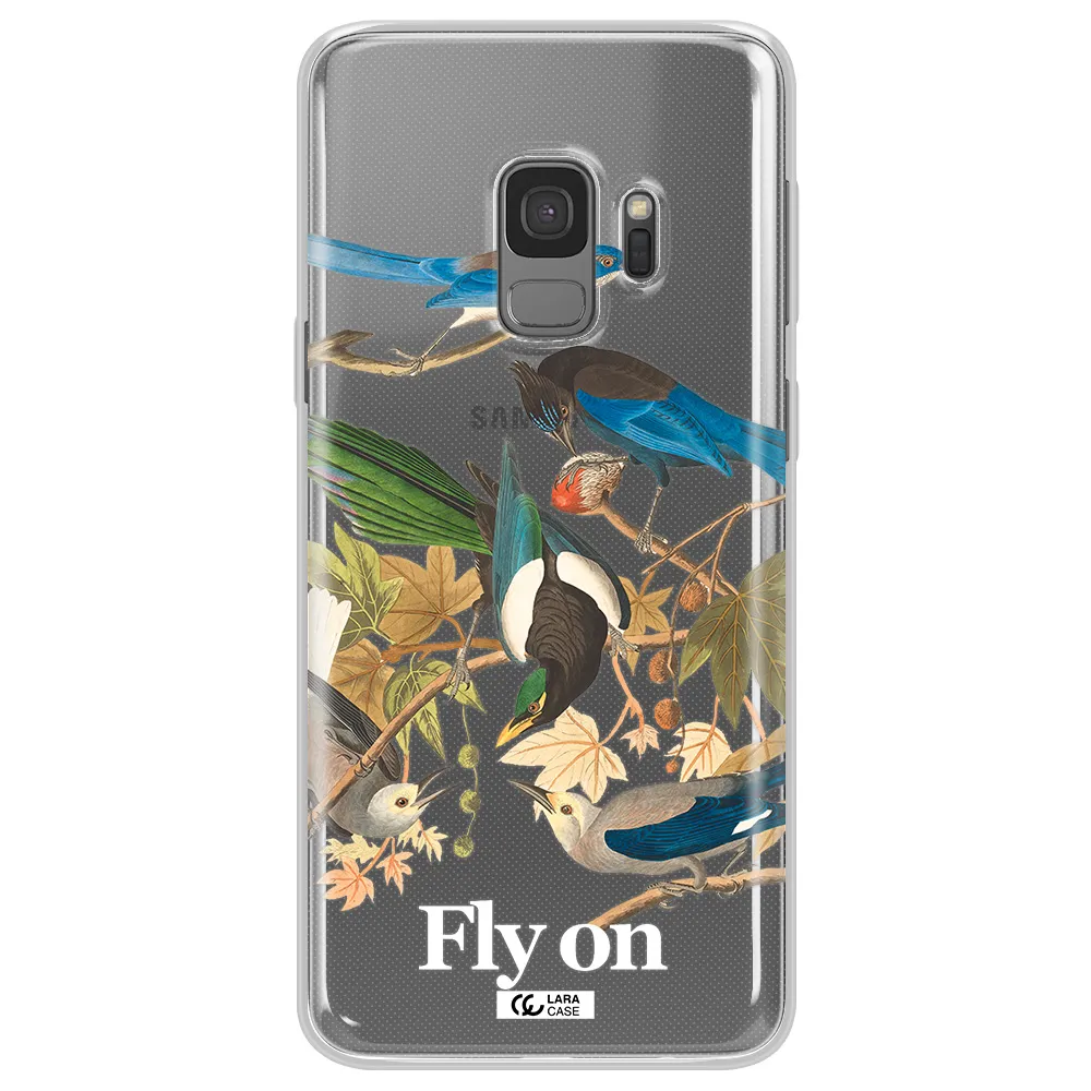 a group of birds on a branch Samsung S9 Clear TPU Case