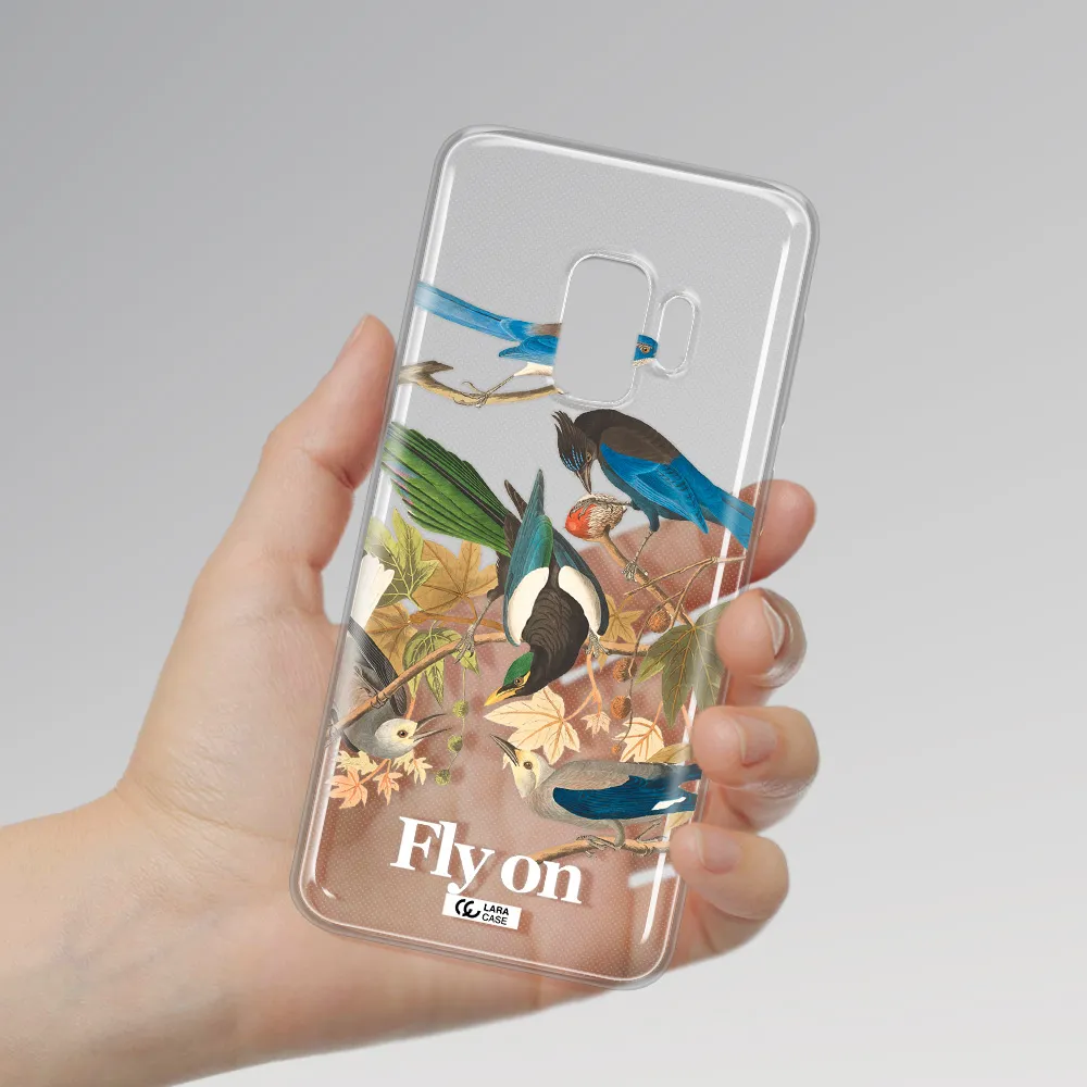a group of birds on a branch Samsung S9 Clear TPU Case