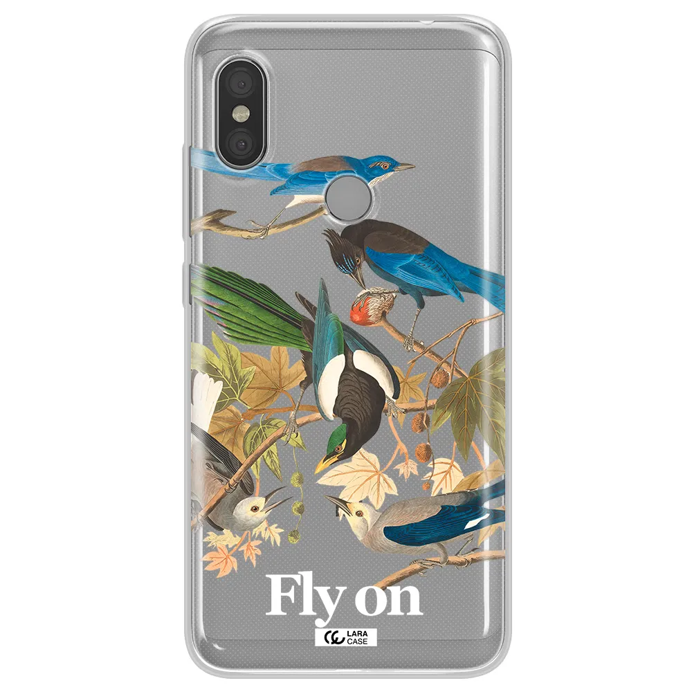 a group of birds on a branch Xiaomi Redmi Note 6 Pro Clear TPU Case