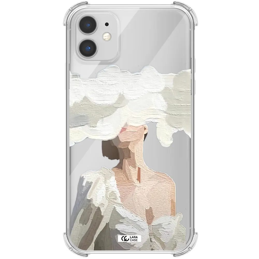 a woman with a cloud covering her face Apple iPhone 11 Clear PC Case