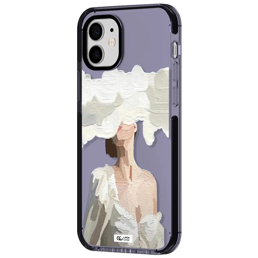 a woman with a cloud covering her face Apple iPhone 11 impact Lilac Case