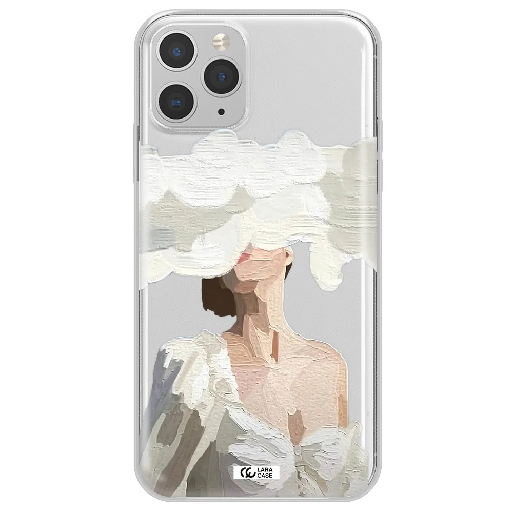 a woman with a cloud covering her face Apple iPhone 11 pro Clear TPU Case