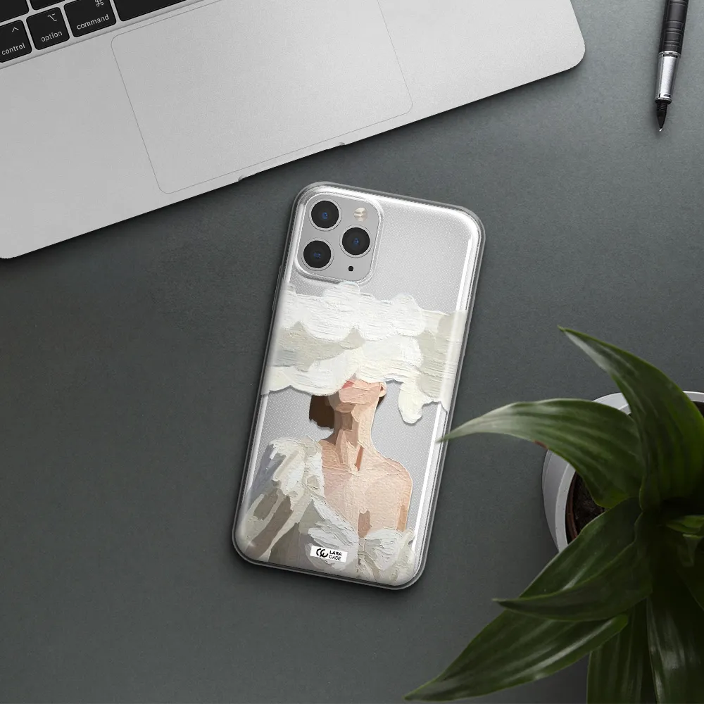 a woman with a cloud covering her face Apple iPhone 11 pro Clear TPU Case