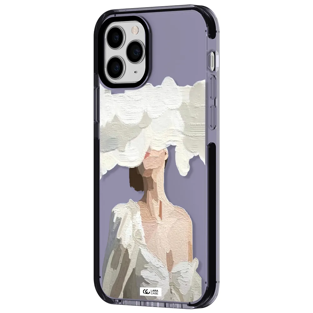 a woman with a cloud covering her face Apple iPhone 11 pro impact Lilac Case