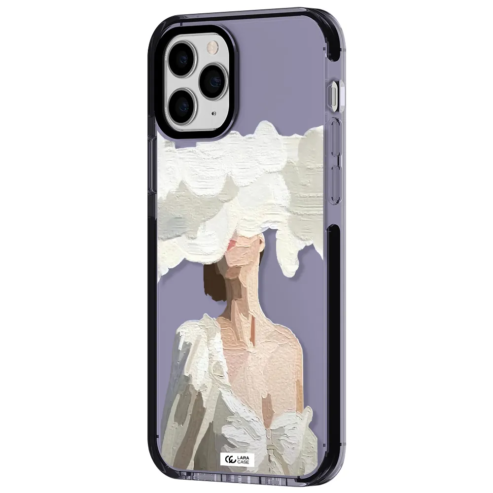 a woman with a cloud covering her face Apple iPhone 11 pro max impact Lilac Case
