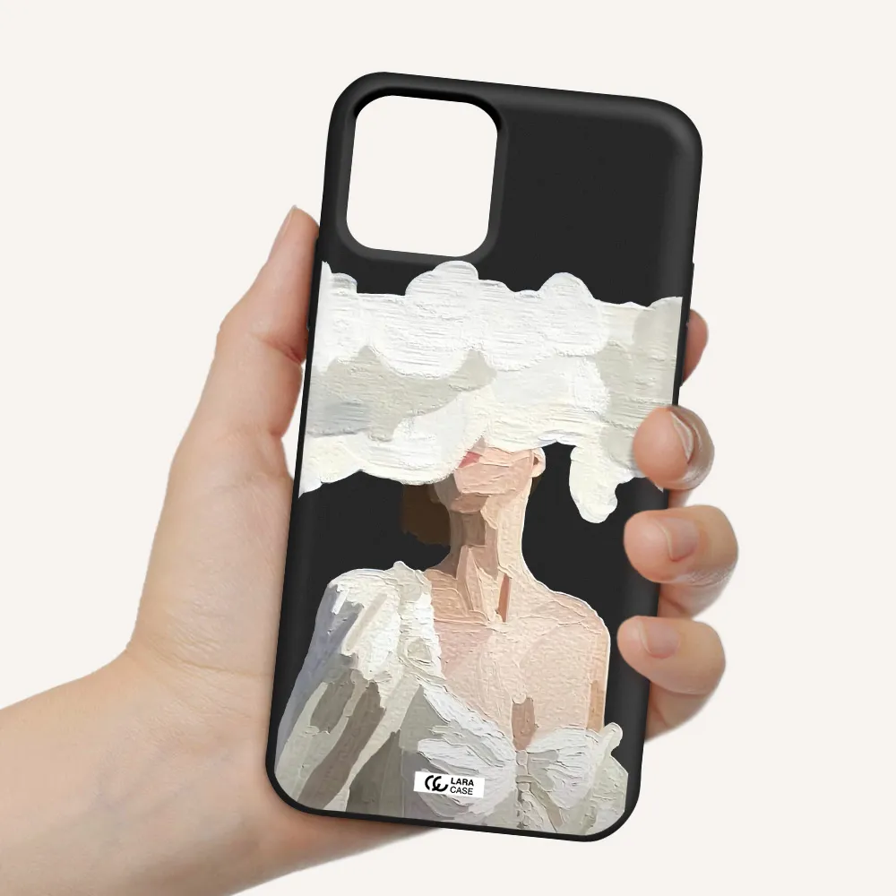 a woman with a cloud covering her face Apple iPhone 11 pro max Silicone black Case