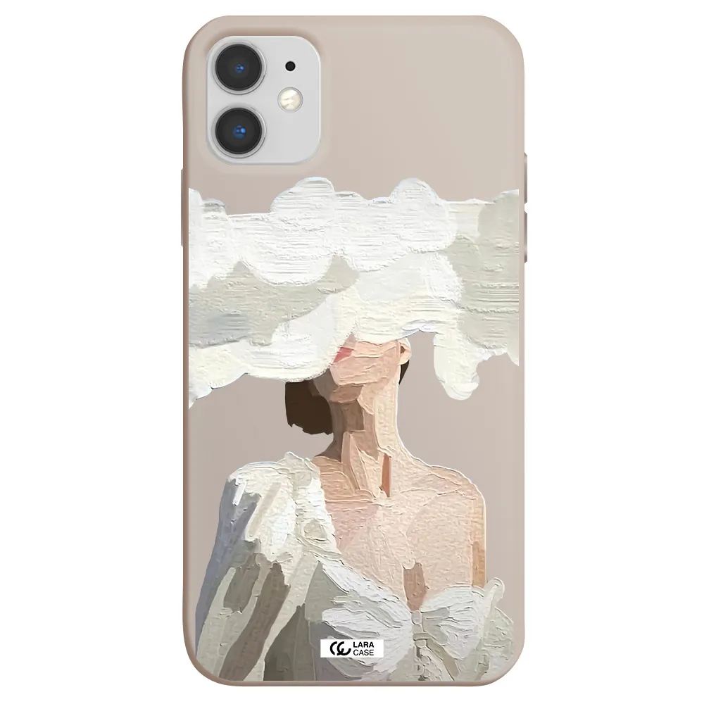 a woman with a cloud covering her face Apple iPhone 11 Silicone Stone Case