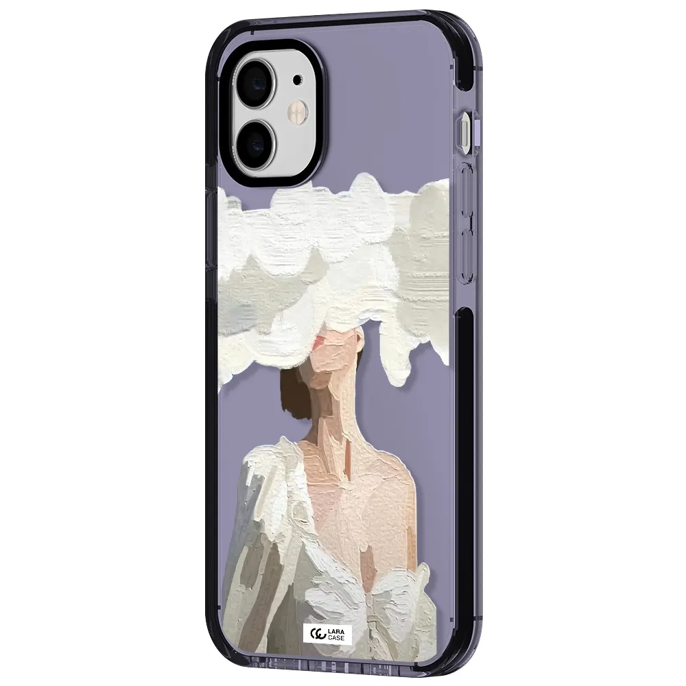 a woman with a cloud covering her face Apple iPhone 12 impact Lilac Case