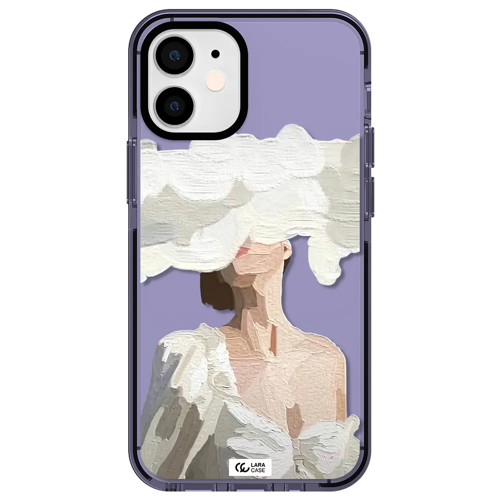 a woman with a cloud covering her face Apple iPhone 12 mini impact Lilac Case