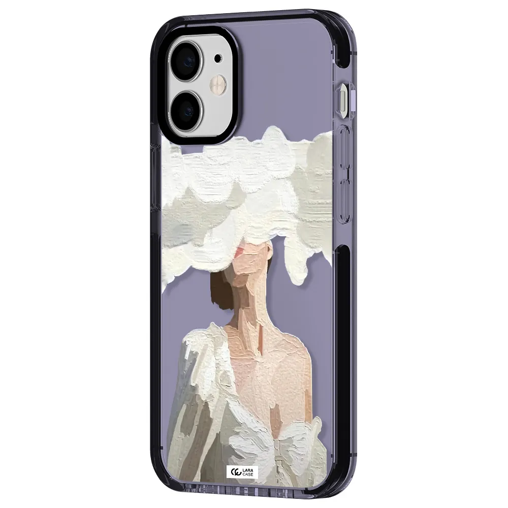 a woman with a cloud covering her face Apple iPhone 12 mini impact Lilac Case